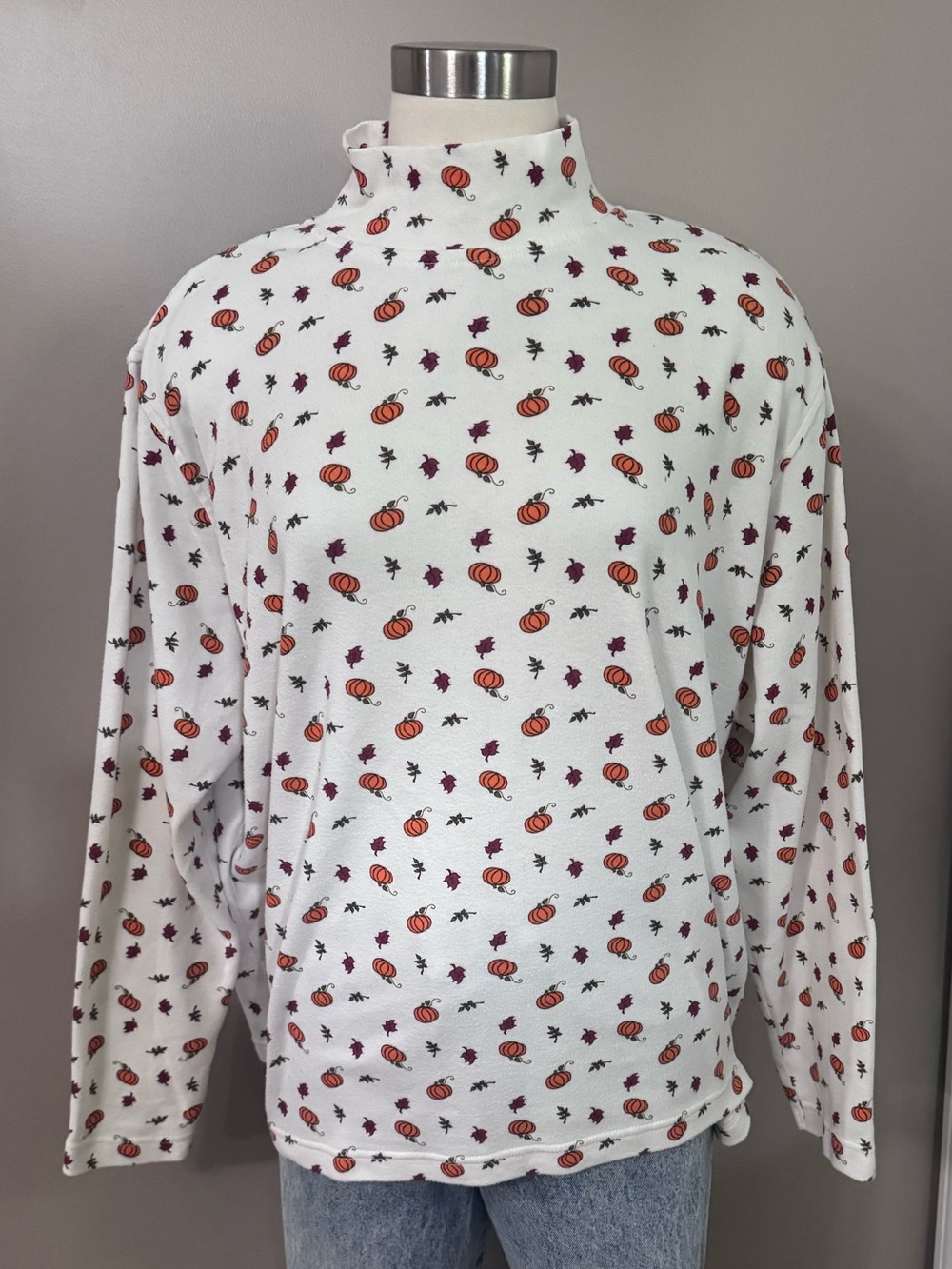 Vintage Bobbie Brooks Pumpkin Mock Neck Top Plus Size 22W 24W Fall